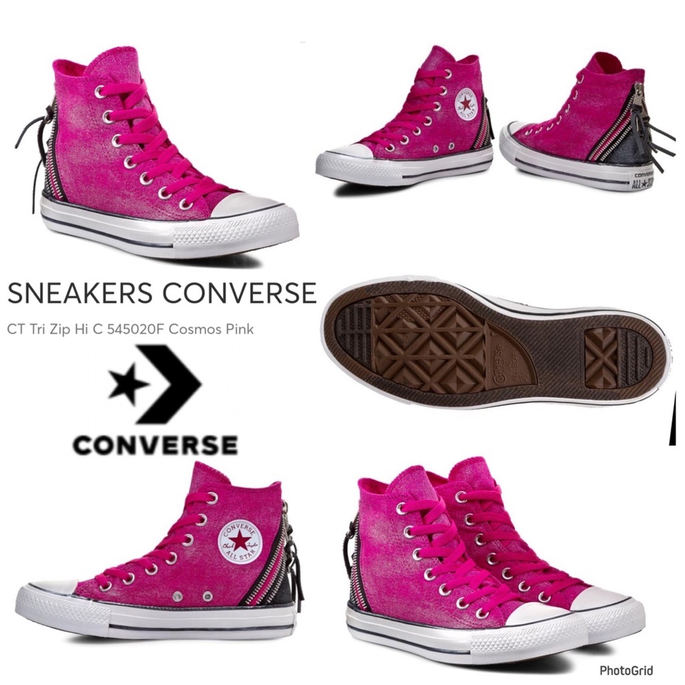 Converse size 5 cosmos pink zip high top sneakers NEW